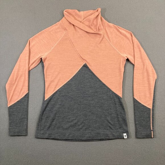 Smartwool Merino 250 Crossover Neck Sweater Top Pink Gray Long Sleeve Size M - Picture 1 of 11